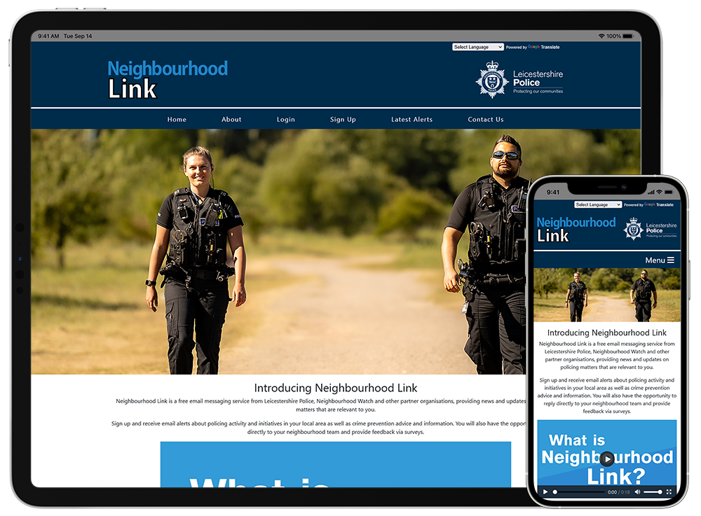 Neighbourhood Link viewed from mobile devices